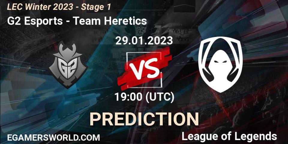 Pronóstico G2 Esports - Team Heretics. 29.01.23, LoL, LEC Winter 2023 - Stage 1