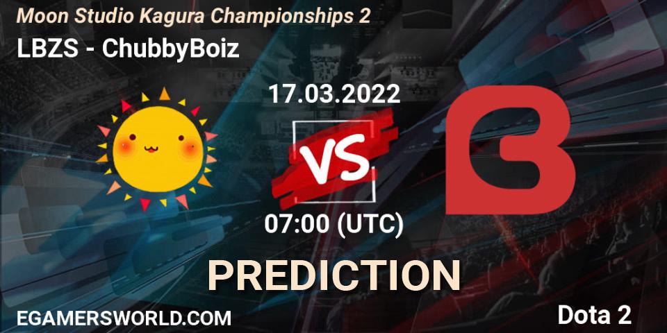 Pronóstico LBZS - ChubbyBoiz. 17.03.2022 at 07:00, Dota 2, Moon Studio Kagura Championships 2