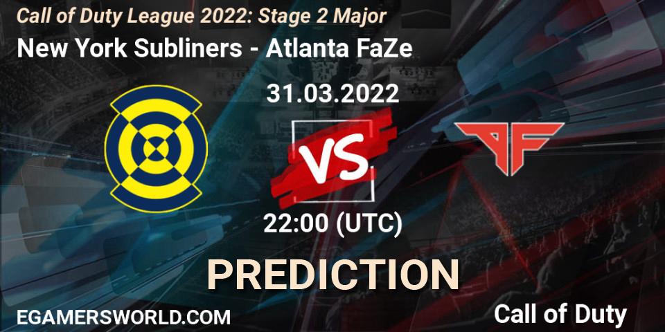 Pronóstico New York Subliners - Atlanta FaZe. 31.03.22, Call of Duty, Call of Duty League 2022: Stage 2 Major