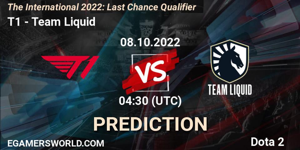 Pronóstico T1 - Team Liquid. 08.10.22, Dota 2, The International 2022: Last Chance Qualifier
