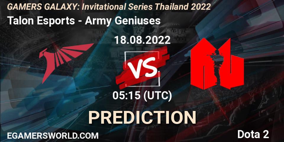 Pronóstico Talon Esports - Army Geniuses. 18.08.2022 at 05:15, Dota 2, GAMERS GALAXY: Invitational Series Thailand 2022