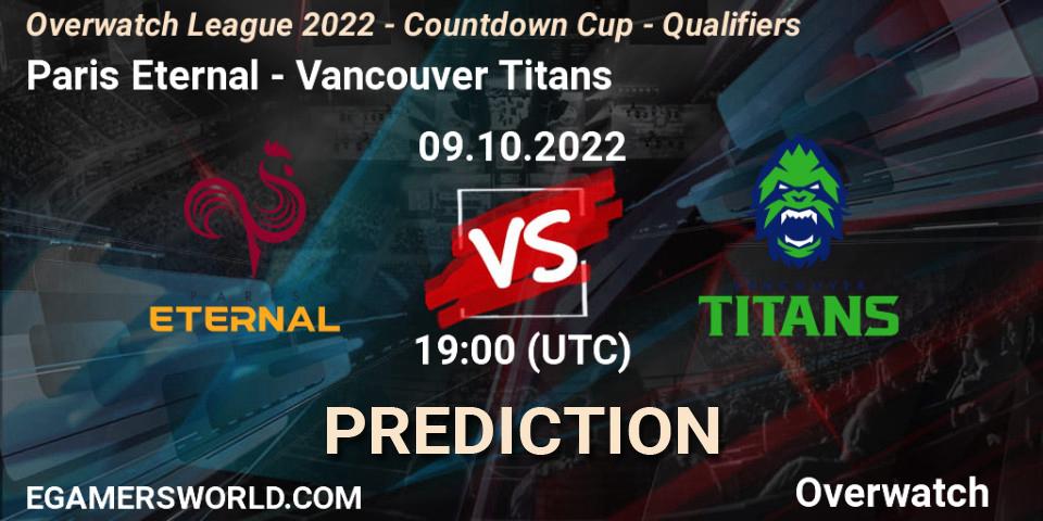 Pronóstico Paris Eternal - Vancouver Titans. 09.10.22, Overwatch, Overwatch League 2022 - Countdown Cup - Qualifiers
