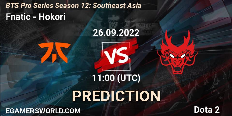 Pronóstico Fnatic - Hokori. 26.09.2022 at 11:16, Dota 2, BTS Pro Series Season 12: Southeast Asia