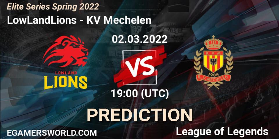 Pronóstico LowLandLions - KV Mechelen. 02.03.2022 at 20:00, LoL, Elite Series Spring 2022