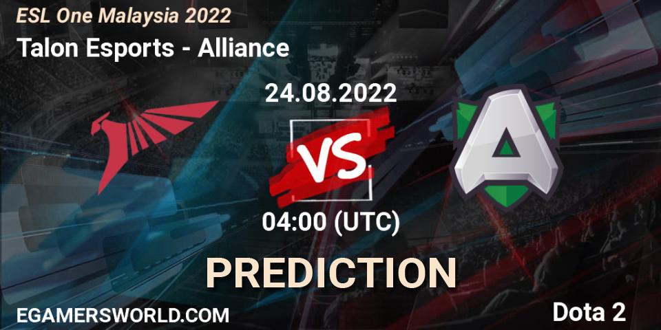 Pronóstico Talon Esports - Alliance. 24.08.2022 at 04:00, Dota 2, ESL One Malaysia 2022