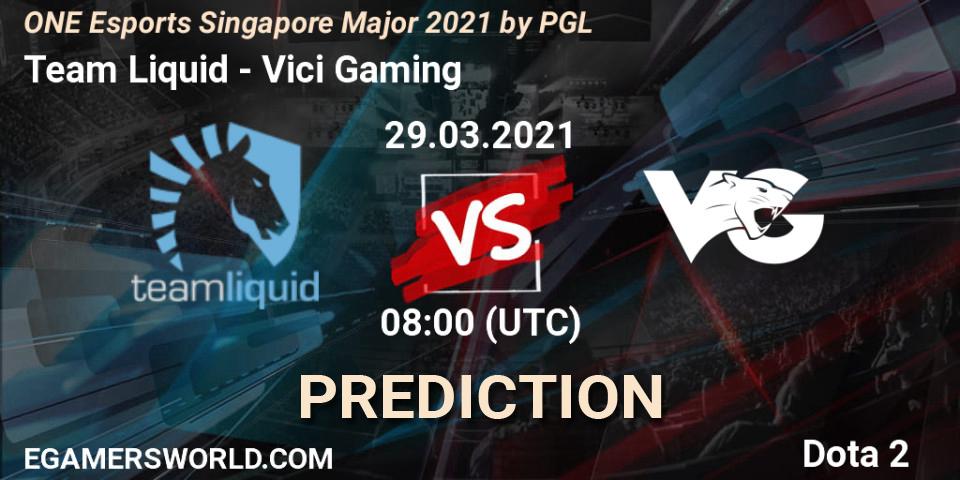 Pronóstico Team Liquid - Vici Gaming. 29.03.2021 at 09:25, Dota 2, ONE Esports Singapore Major 2021