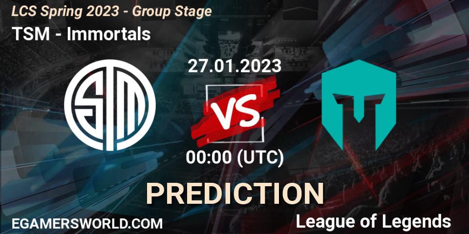 Pronóstico TSM - Immortals. 27.01.23, LoL, LCS Spring 2023 - Group Stage