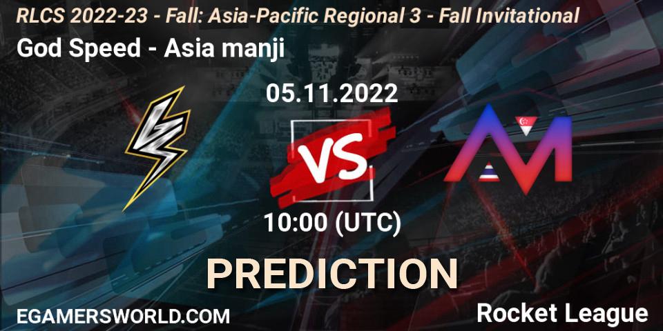 Pronóstico God Speed - Asia manji. 05.11.2022 at 10:00, Rocket League, RLCS 2022-23 - Fall: Asia-Pacific Regional 3 - Fall Invitational