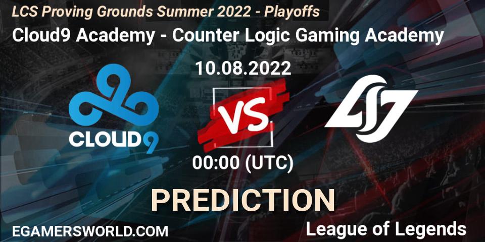 Pronóstico Cloud9 Academy - Counter Logic Gaming Academy. 10.08.2022 at 00:00, LoL, LCS Proving Grounds Summer 2022 - Playoffs
