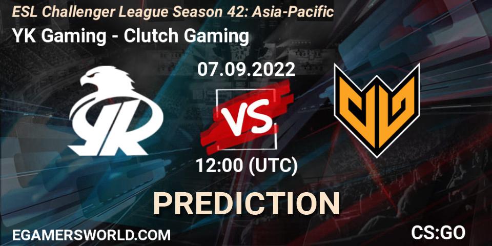 Pronóstico YK Gaming - Clutch Gaming. 07.09.2022 at 12:00, Counter-Strike (CS2), ESL Challenger League Season 42: Asia-Pacific