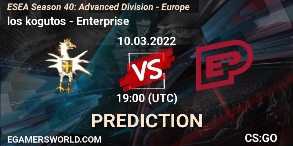 Pronóstico los kogutos - Enterprise. 10.03.2022 at 19:00, Counter-Strike (CS2), ESEA Season 40: Advanced Division - Europe