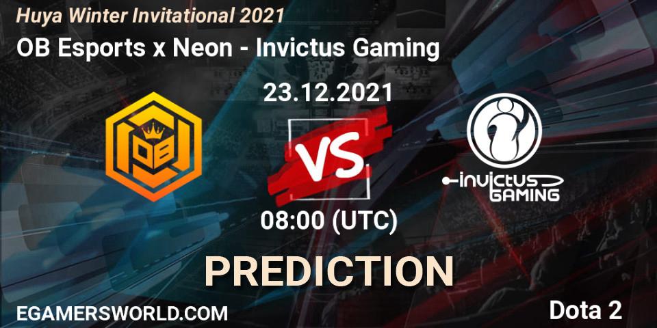 Pronóstico OB Esports x Neon - Invictus Gaming. 23.12.2021 at 08:40, Dota 2, Huya Winter Invitational 2021
