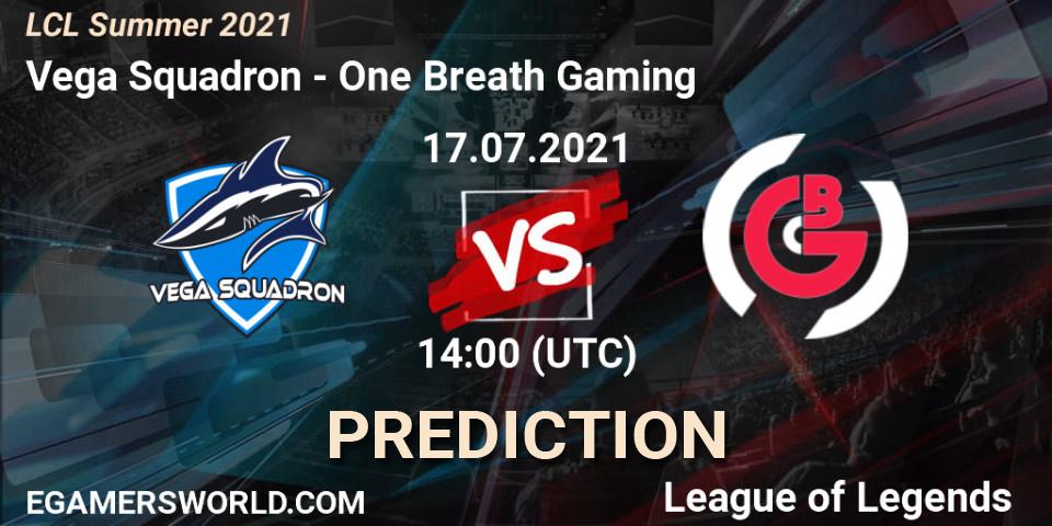 Pronóstico Vega Squadron - One Breath Gaming. 17.07.2021 at 14:00, LoL, LCL Summer 2021