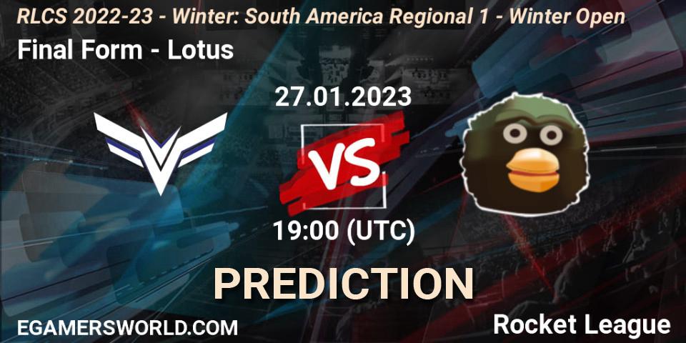 Pronóstico Final Form - Lotus. 27.01.2023 at 19:00, Rocket League, RLCS 2022-23 - Winter: South America Regional 1 - Winter Open