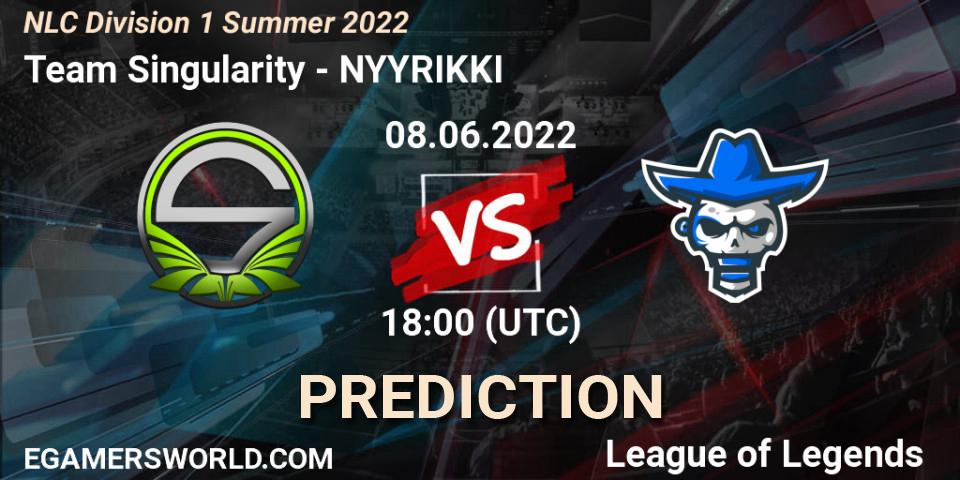 Pronóstico Team Singularity - NYYRIKKI. 08.06.2022 at 19:00, LoL, NLC Division 1 Summer 2022