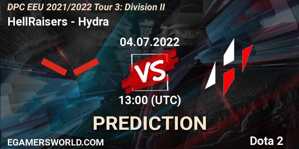 Pronóstico HellRaisers - Hydra. 04.07.2022 at 13:00, Dota 2, DPC EEU 2021/2022 Tour 3: Division II