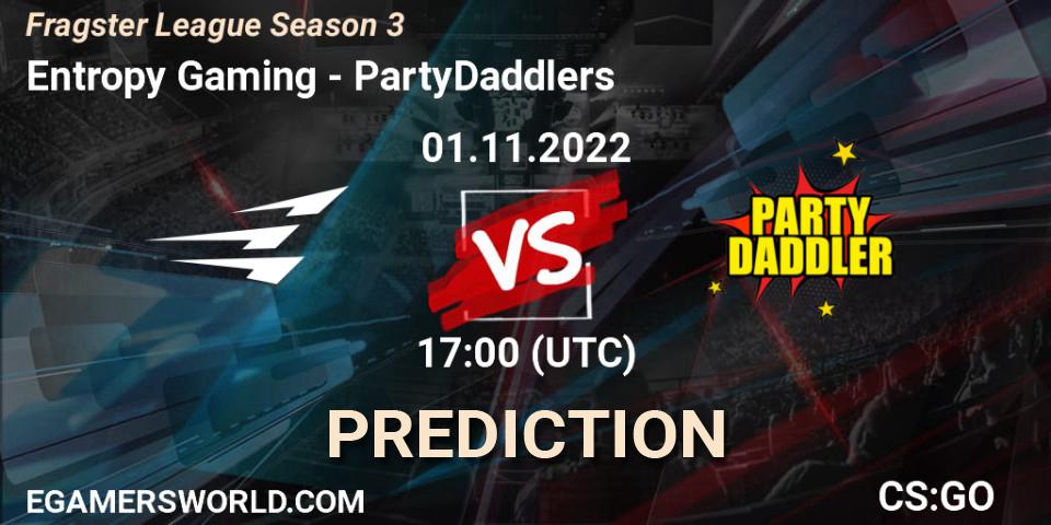 Pronóstico Entropy Gaming - PartyDaddlers. 01.11.2022 at 17:00, Counter-Strike (CS2), Fragster League Season 3