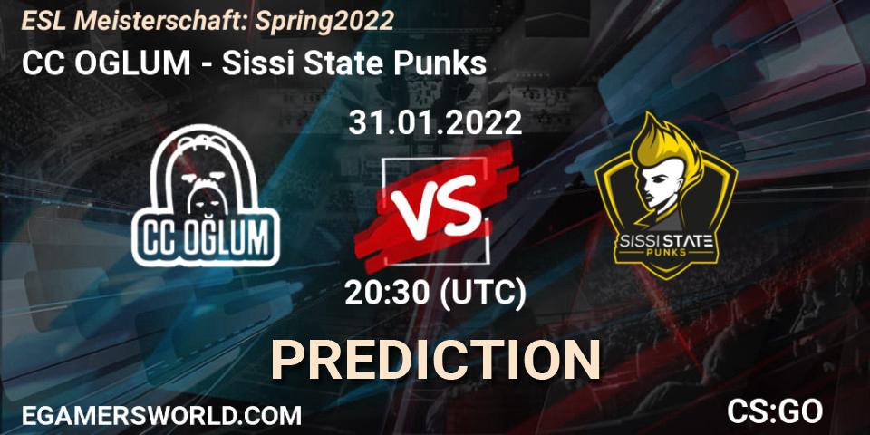 Pronóstico CC OGLUM - Sissi State Punks. 31.01.2022 at 20:30, Counter-Strike (CS2), ESL Meisterschaft: Spring 2022