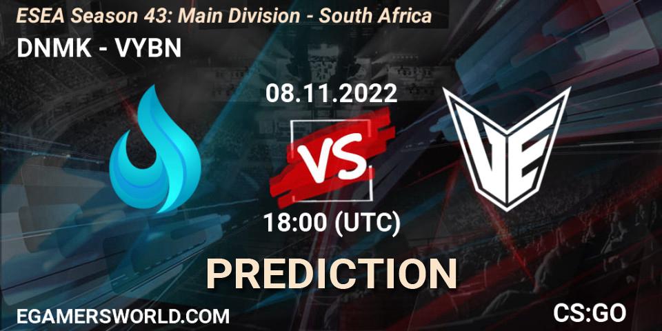 Pronóstico DNMK - VYBN. 15.11.22, CS2 (CS:GO), ESEA Season 43: Main Division - South Africa