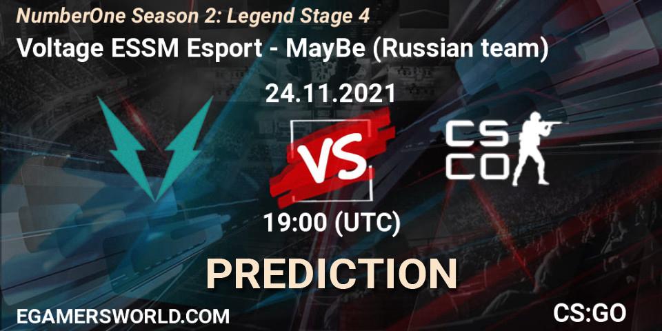 Pronóstico Voltage ESSM Esport - MayBe (Russian team). 24.11.2021 at 19:00, Counter-Strike (CS2), NumberOne Season 2: Legend Stage 4