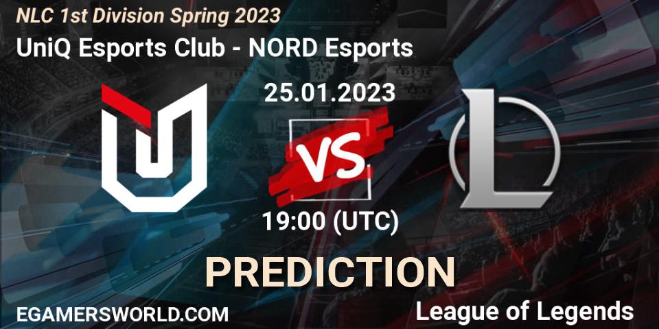 Pronóstico UniQ Esports Club - NORD Esports. 25.01.2023 at 19:00, LoL, NLC 1st Division Spring 2023