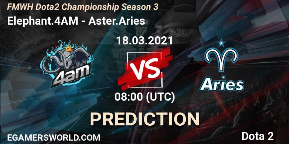 Pronóstico Elephant.4AM - Aster.Aries. 18.03.2021 at 07:02, Dota 2, FMWH Dota2 Championship Season 3