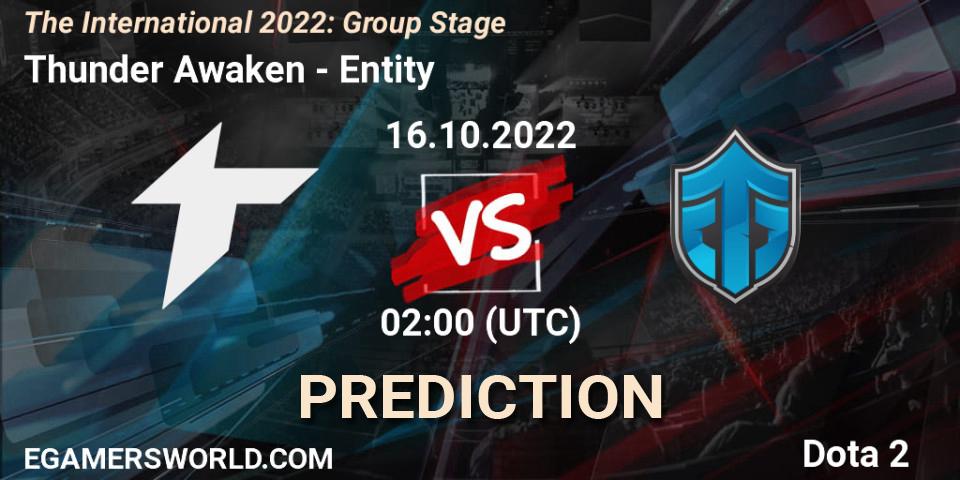 Pronóstico Thunder Awaken - Entity. 16.10.2022 at 02:08, Dota 2, The International 2022: Group Stage