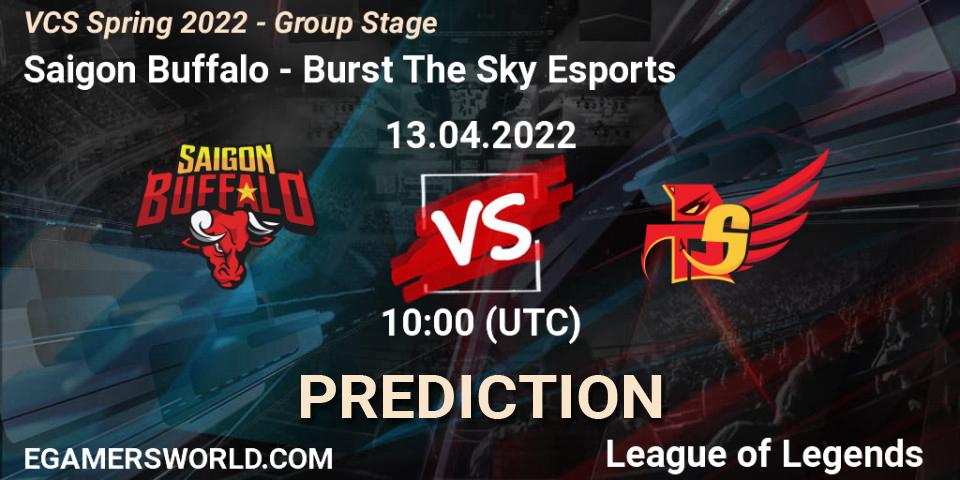 Pronóstico Saigon Buffalo - Burst The Sky Esports. 13.04.2022 at 10:00, LoL, VCS Spring 2022 - Group Stage 