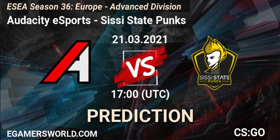 Pronóstico Audacity eSports - Sissi State Punks. 21.03.2021 at 17:00, Counter-Strike (CS2), ESEA Season 36: Europe - Advanced Division