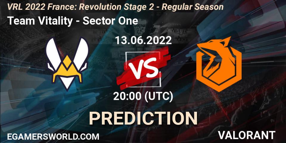 Pronóstico Team Vitality - Sector One. 13.06.2022 at 20:50, VALORANT, VRL 2022 France: Revolution Stage 2 - Regular Season