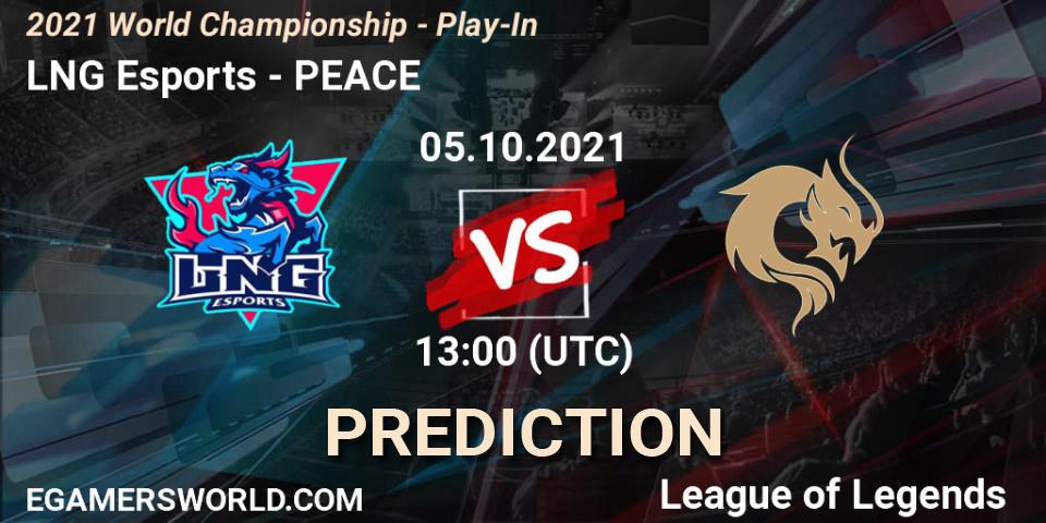 Pronóstico LNG Esports - PEACE. 05.10.2021 at 13:10, LoL, 2021 World Championship - Play-In