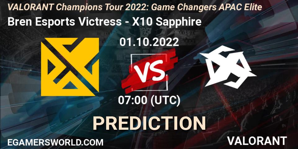 Pronóstico Bren Esports Victress - X10 Sapphire. 01.10.2022 at 07:00, VALORANT, VCT 2022: Game Changers APAC Elite