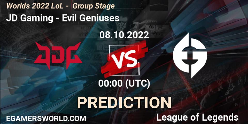 Pronóstico JD Gaming - Evil Geniuses. 08.10.22, LoL, Worlds 2022 LoL - Group Stage