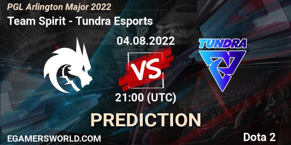 Pronóstico Team Spirit - Tundra Esports. 04.08.2022 at 22:04, Dota 2, PGL Arlington Major 2022 - Group Stage