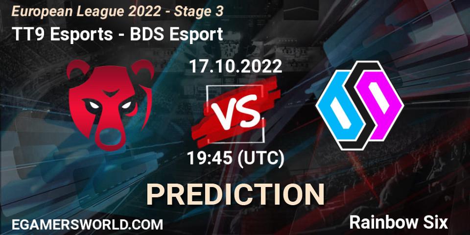 Pronóstico TT9 Esports - BDS Esport. 17.10.2022 at 16:00, Rainbow Six, European League 2022 - Stage 3
