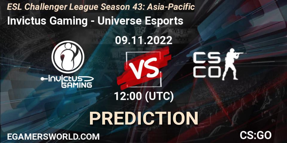Pronóstico Invictus Gaming - Universe Esports. 09.11.22, CS2 (CS:GO), ESL Challenger League Season 43: Asia-Pacific