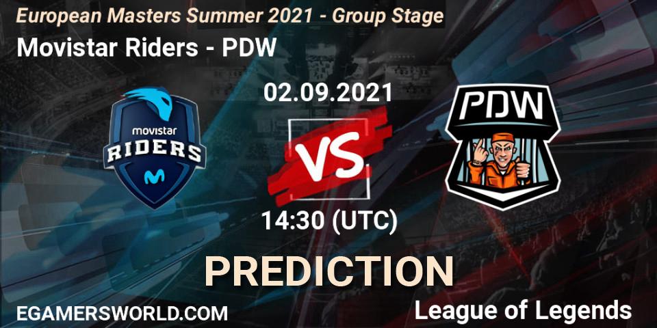 Pronóstico Movistar Riders - PDW. 02.09.2021 at 14:30, LoL, European Masters Summer 2021 - Group Stage