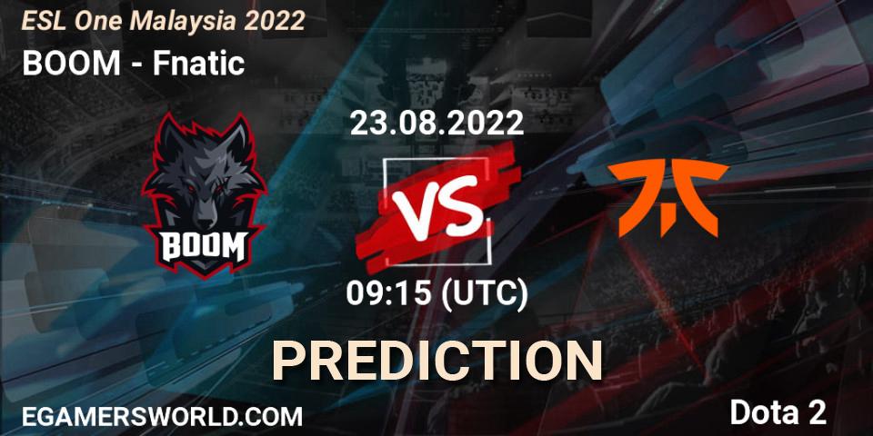 Pronóstico BOOM - Fnatic. 23.08.2022 at 09:15, Dota 2, ESL One Malaysia 2022
