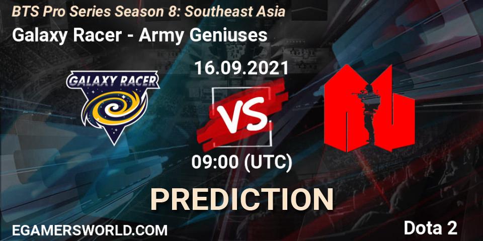Pronóstico Galaxy Racer - Army Geniuses. 16.09.2021 at 09:18, Dota 2, BTS Pro Series Season 8: Southeast Asia