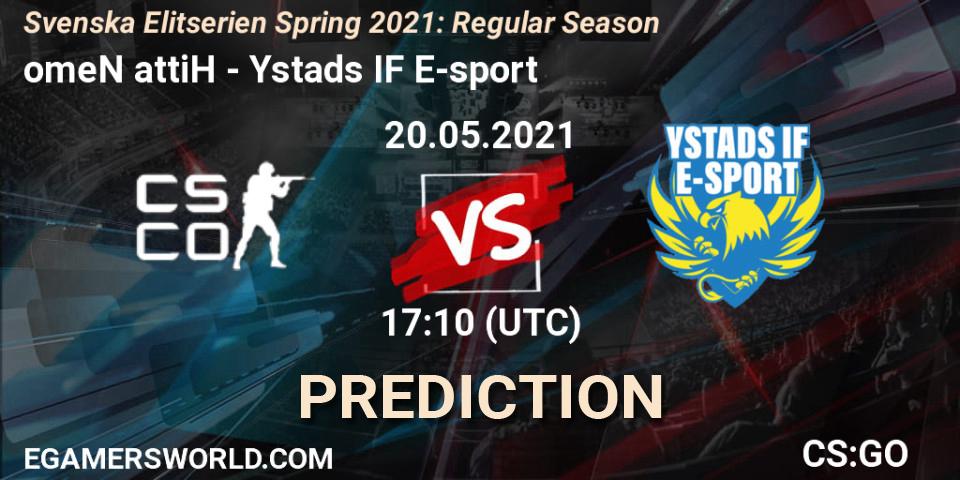 Pronóstico omeN attiH - Ystads IF E-sport. 20.05.2021 at 17:10, Counter-Strike (CS2), Svenska Elitserien Spring 2021: Regular Season