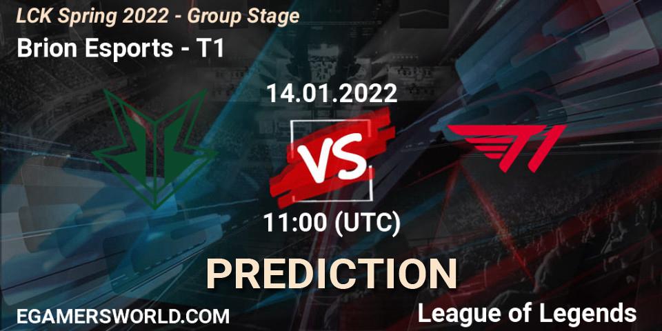 Pronóstico Brion Esports - T1. 14.01.2022 at 11:00, LoL, LCK Spring 2022 - Group Stage