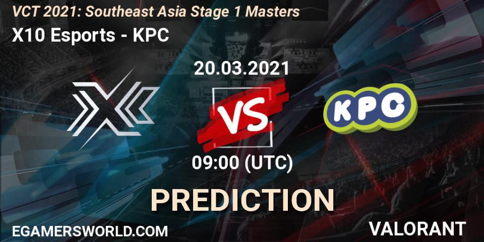 Pronóstico X10 Esports - KPC. 20.03.2021 at 09:00, VALORANT, VCT 2021: Southeast Asia Stage 1 Masters