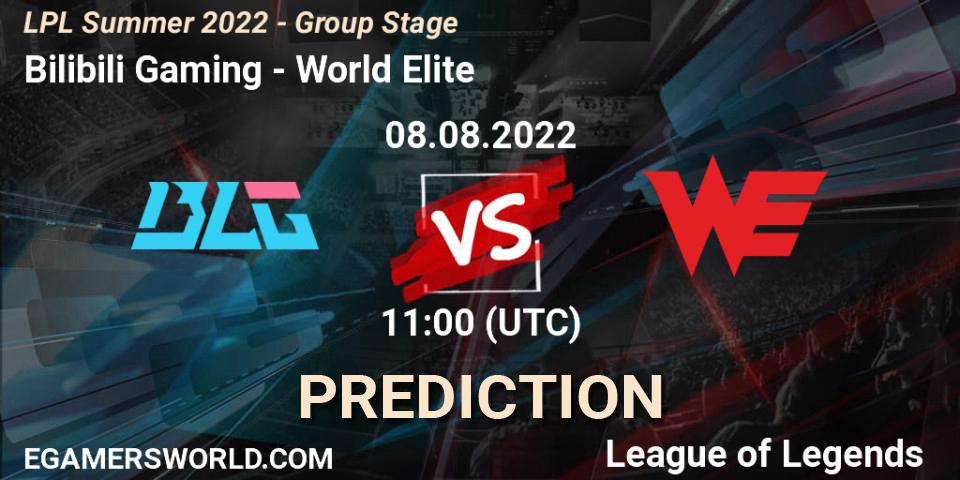 Pronóstico Bilibili Gaming - World Elite. 08.08.22, LoL, LPL Summer 2022 - Group Stage