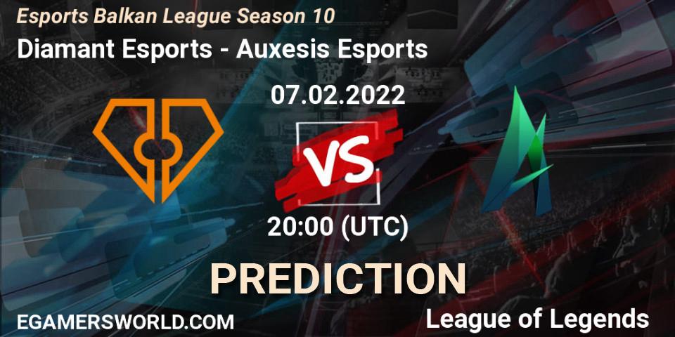 Pronóstico Diamant Esports - Auxesis Esports. 07.02.2022 at 20:00, LoL, Esports Balkan League Season 10