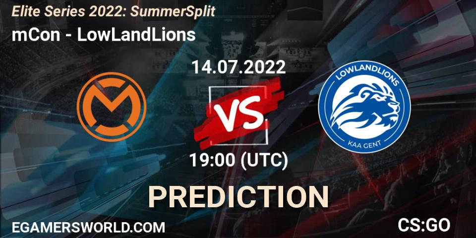 Pronóstico mCon - LowLandLions. 14.07.2022 at 19:00, Counter-Strike (CS2), Elite Series 2022: Summer Split