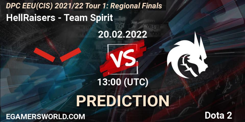 Pronóstico HellRaisers - Team Spirit. 20.02.2022 at 13:11, Dota 2, DPC EEU(CIS) 2021/22 Tour 1: Regional Finals