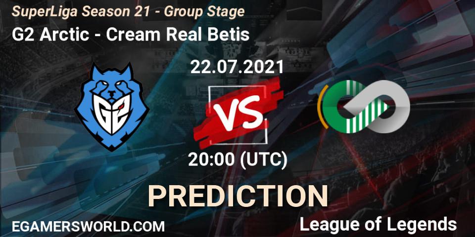 Pronóstico G2 Arctic - Cream Real Betis. 22.07.2021 at 20:40, LoL, SuperLiga Season 21 - Group Stage 