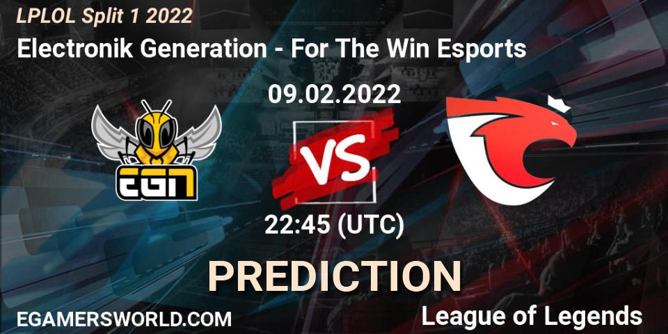 Pronóstico Electronik Generation - For The Win Esports. 09.02.2022 at 22:30, LoL, LPLOL Split 1 2022