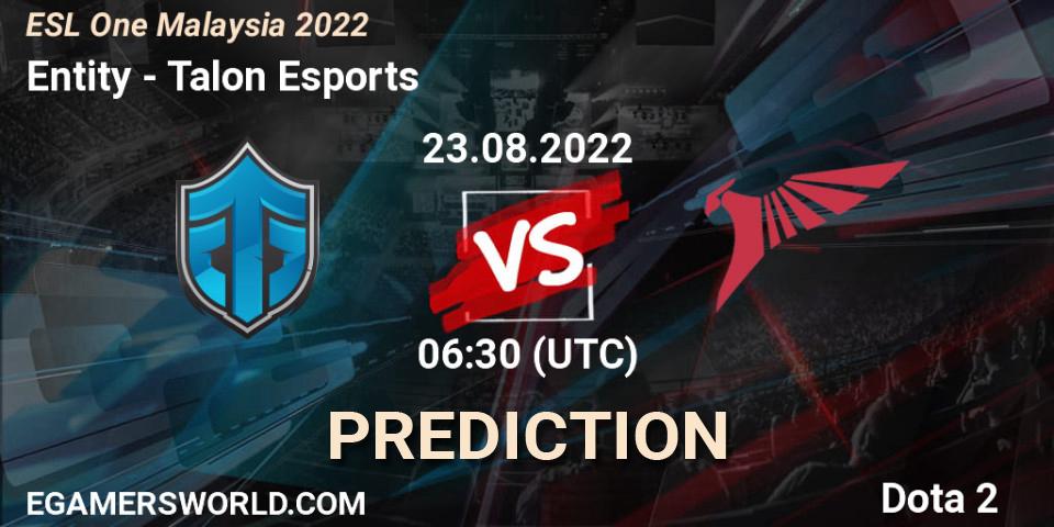 Pronóstico Entity - Talon Esports. 23.08.22, Dota 2, ESL One Malaysia 2022