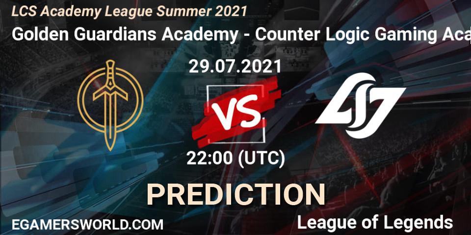 Pronóstico Golden Guardians Academy - Counter Logic Gaming Academy. 29.07.2021 at 22:00, LoL, LCS Academy League Summer 2021